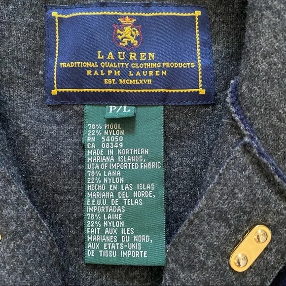 Lauren Ralph Lauren Navy Wool Hooded Jacker Coat Sz PL - Picture 2 of 7